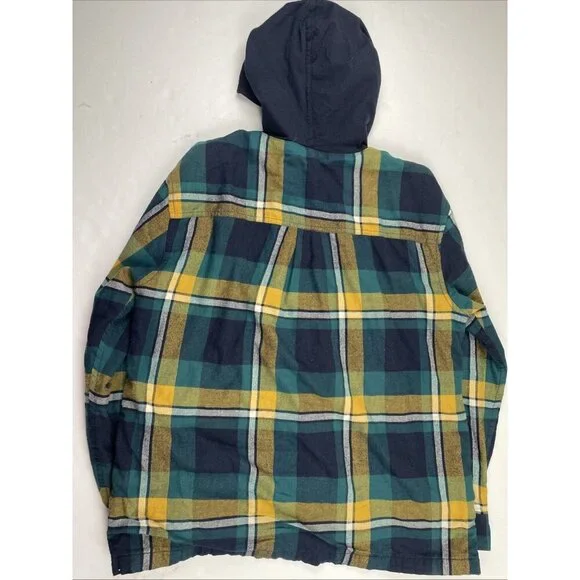 Eddie Bauer Hooded Flannel Shirt Jacket Women’s M Plaid Lined Outdoors Hike Work - Picture 3 of 12
